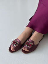 Dainty Stone Flats- Dark Purple Shoes  - Sowears