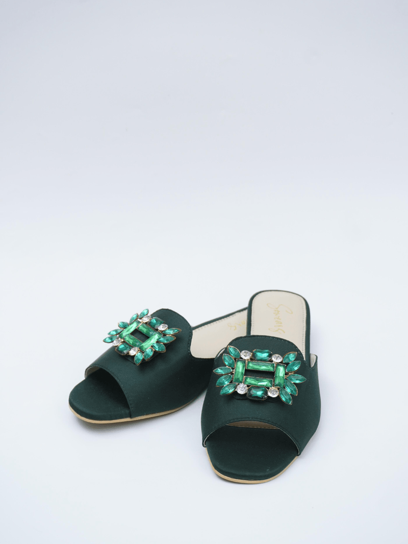 Dainty Stone Flats-Green Shoes  - Sowears