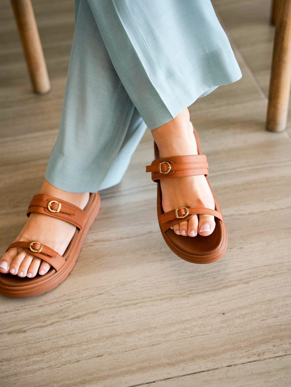 Meet Me There Comfort Sandals - Brown shoes  - Sowears