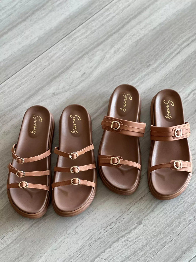 Meet Me There Comfort Sandals - Brown shoes  - Sowears