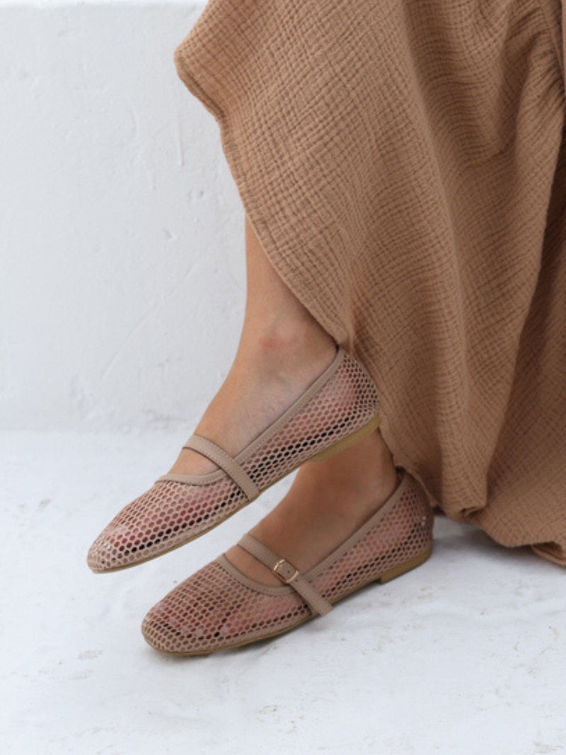 Mesh Flats In Beige Shoes  - Sowears