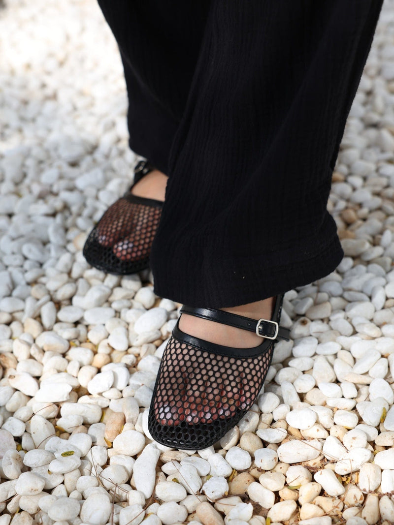 Mesh Flats In Black Shoes  - Sowears