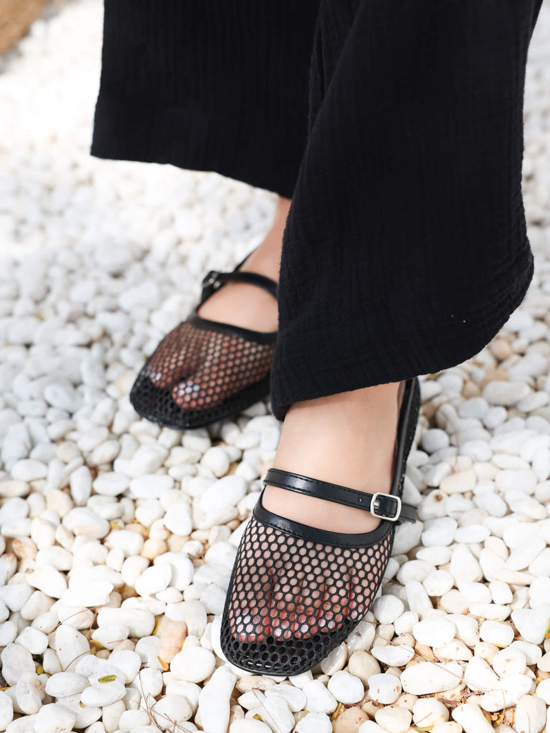 Mesh Flats In Black Shoes  - Sowears