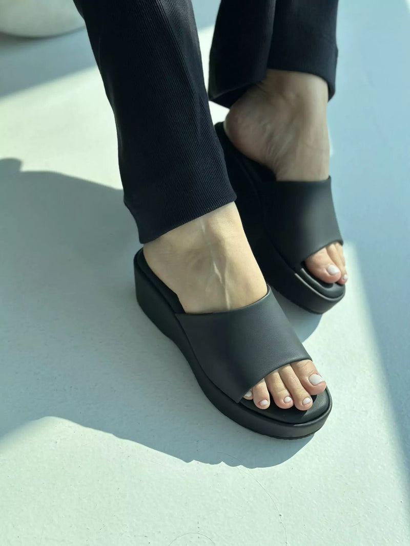 Midnight Wedges Heels - Black Shoes  - Sowears