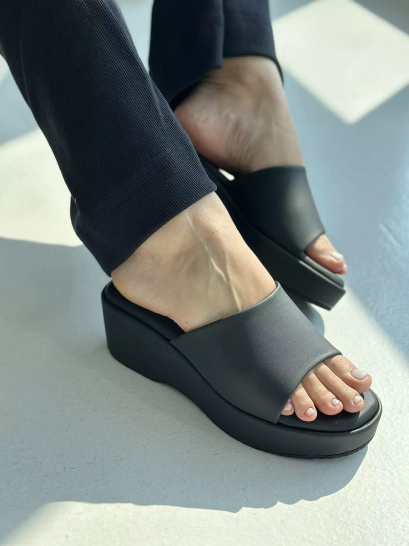 Midnight Wedges Heels - Black Shoes  - Sowears