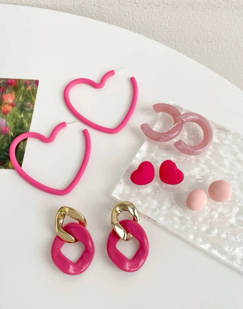 pink heart shaped earrings