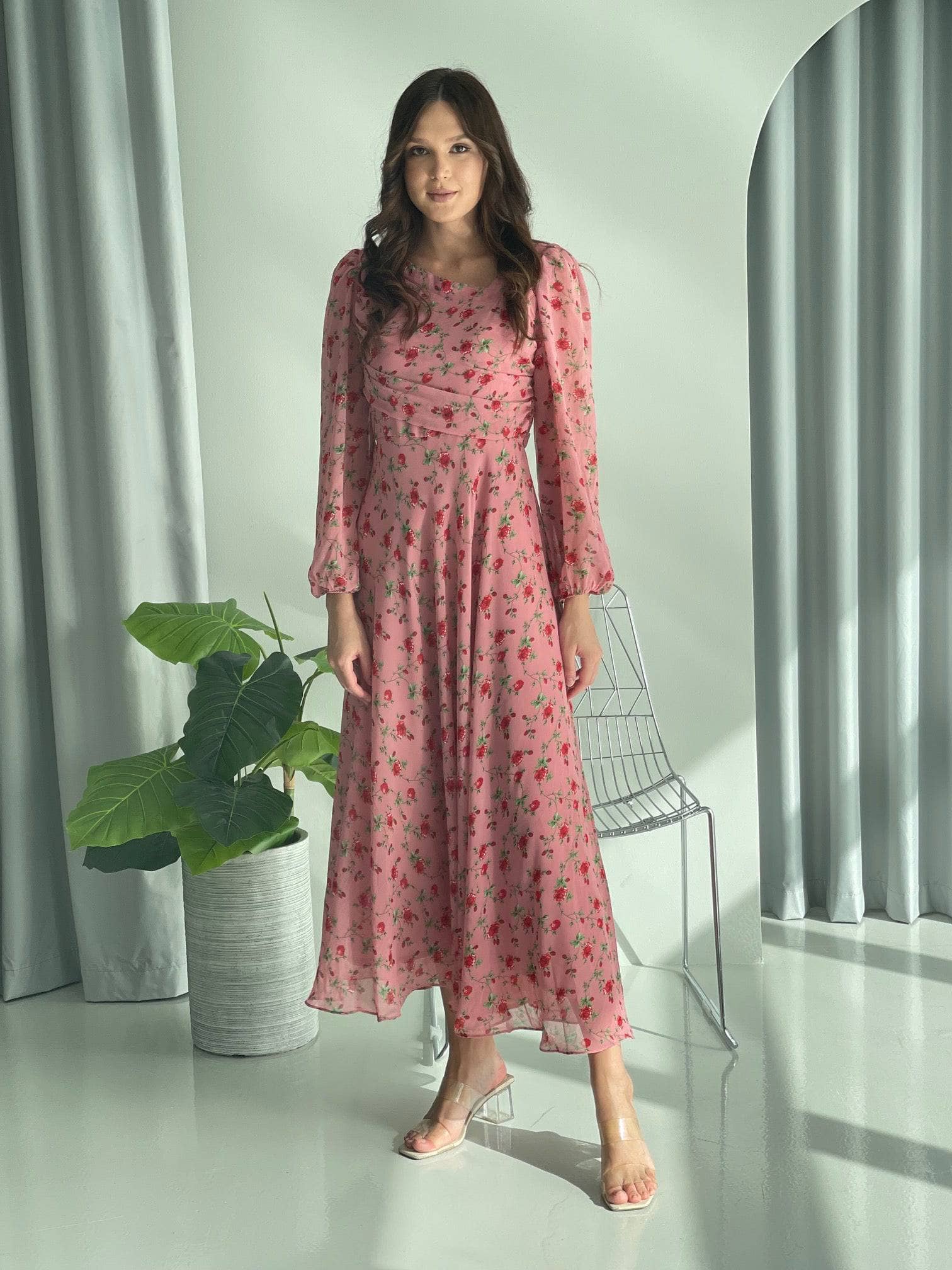 Analogie Daisy Floral Dress - Dusty Pink main image 1
