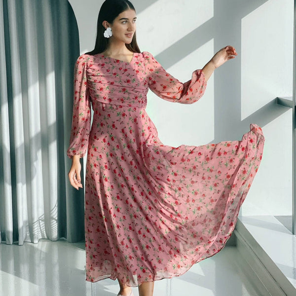 Rose Dress In Dusty Pink Floral Rose Dress In Dusty Pink Floral