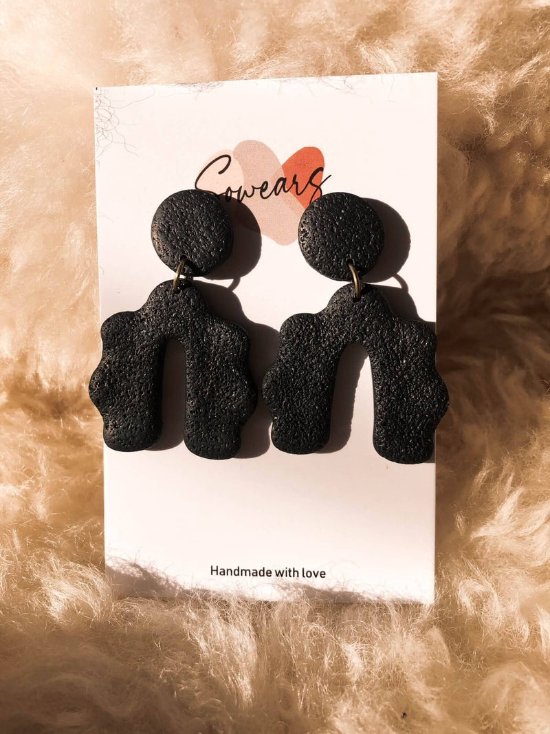 Bricky Earrings Black Apparel & Accessories  - Sowears