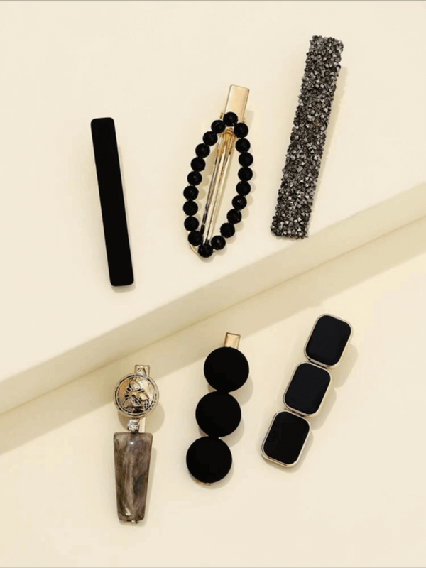 Hair Clips Set of 6 In Black Apparel & Accessories  - Sowears