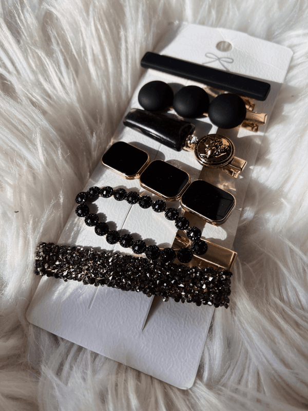 Hair Clips Set of 6 In Black Apparel & Accessories  - Sowears