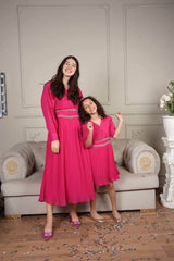 Mini Briller Lacey Dress In Fuschia Pink Baby & Toddler Dresses  - Sowears