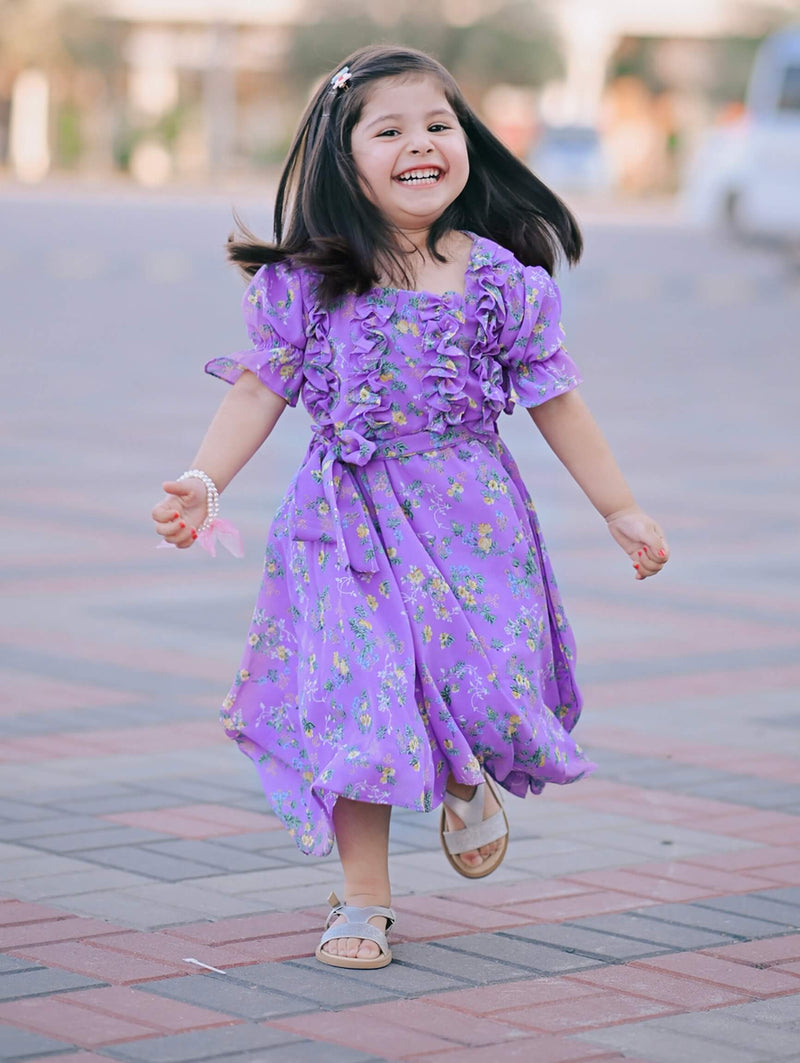 Mini Purple Dreams Belted Dress Baby & Toddler Dresses  - Sowears