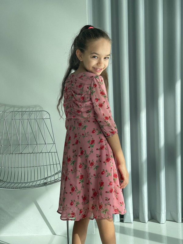 Mini Rose Dress In Dusty Pink Floral Mini Rose Dress In Dusty Pink Floral