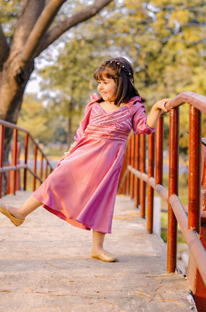 Mini Sweetheart Pleated Dress In Mauve Baby & Toddler Dresses  - Sowears