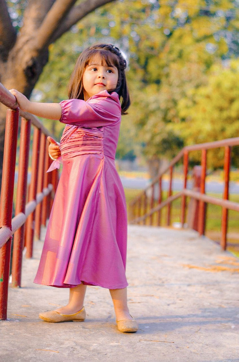 Mini Sweetheart Pleated Dress In Mauve Baby & Toddler Dresses  - Sowears