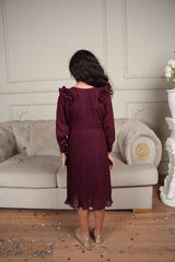 Mini Pleated Bunches Dress In Plum Baby & Toddler  - Sowears