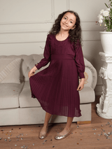 Mini Pleated Bunches Dress In Plum Baby & Toddler  - Sowears