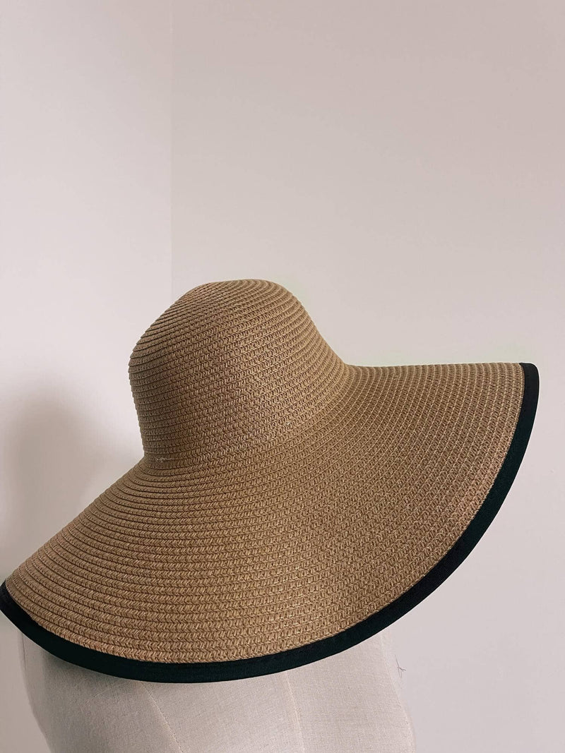 Brown Beach Hat With Black Hem  - Sowears
