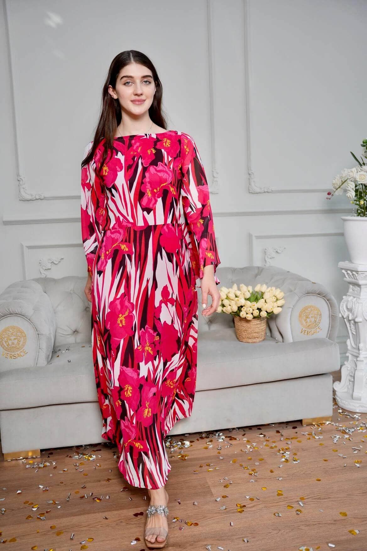 Allure Pink Floral Long Dress Online