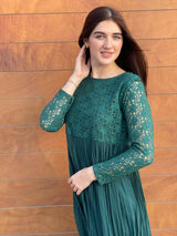 beryl emerald green pleated dress by sowears