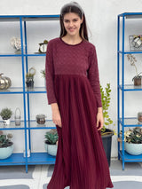 Beryl Pleated Dress In Maroon Dresses  - Sowears
