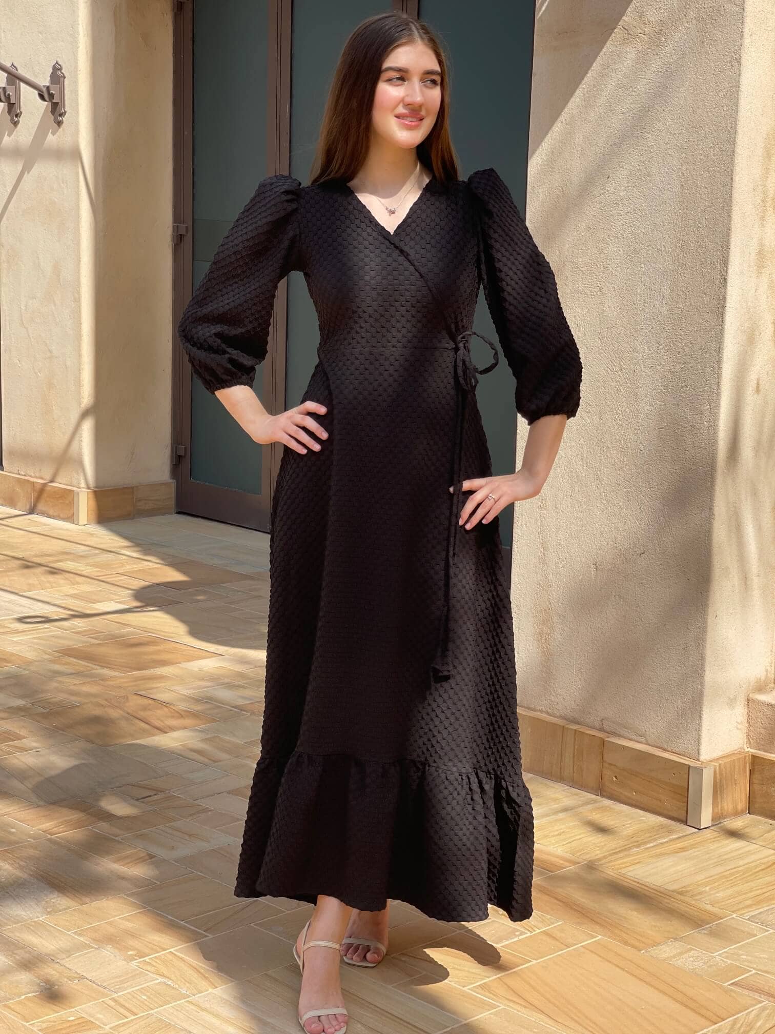 Texture Dess Design Black Textured Dress
