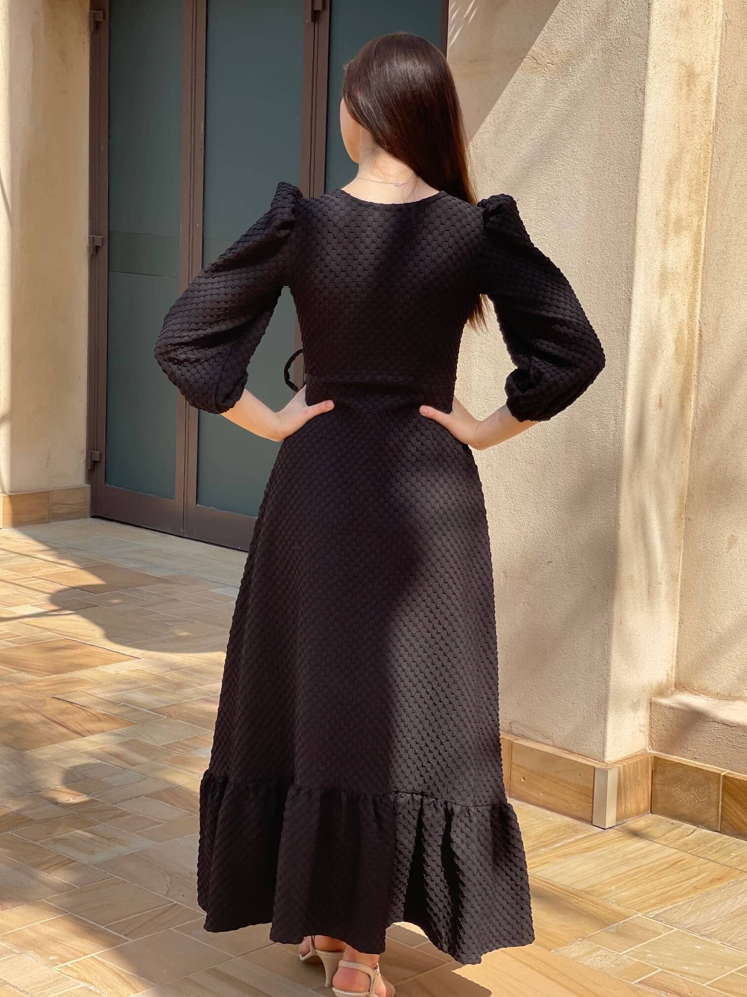 Texture Dess Design Black Textured Dress