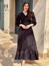 Black Textured Dress Dresses  - Sowears