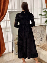 Black Velvet Frill Dress Dresses  - Sowears