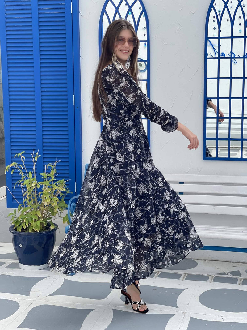 Blue Dahlia Floral Dress Dresses  - Sowears