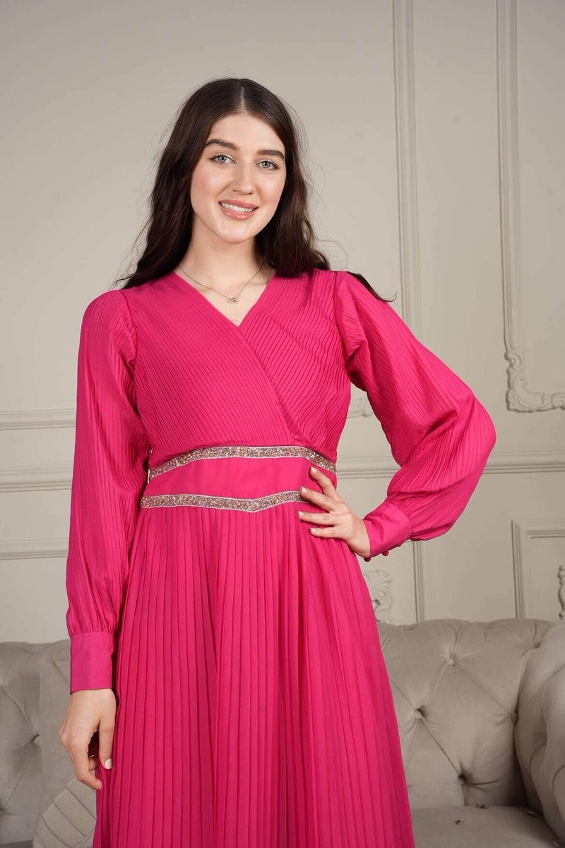 Briller Lacey Dress In Fuschia Pink Dresses  - Sowears