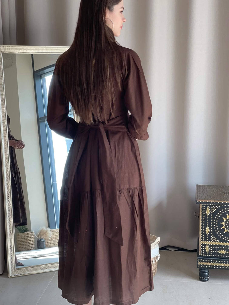 Brown Solid Khaddi Dress Dresses  - Sowears