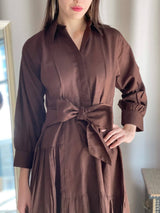 Brown Solid Khaddi Dress Dresses  - Sowears