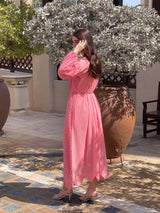 Cutwork Scallop Dress in Blush Pink Dress Dresses  - Sowears