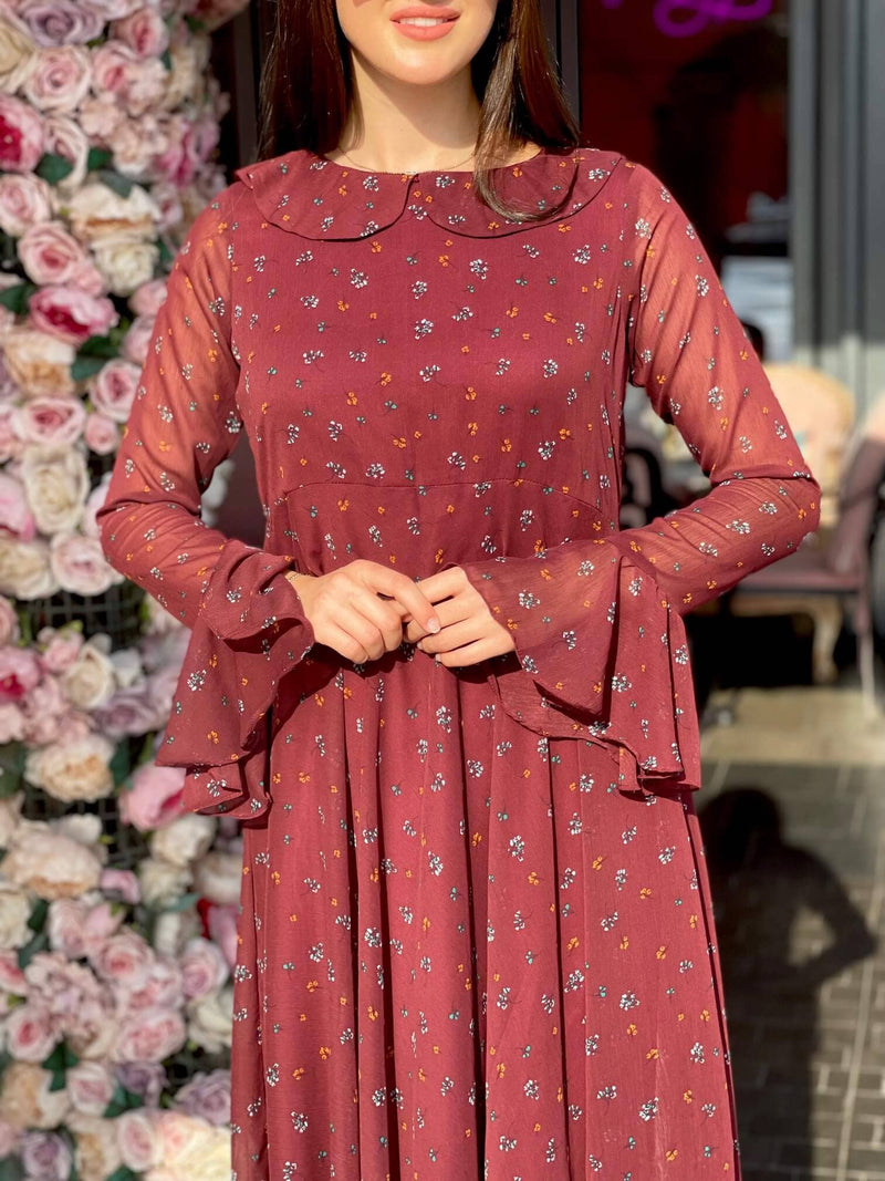 Epitome Dress In Maroon Floral Dresses  - Sowears