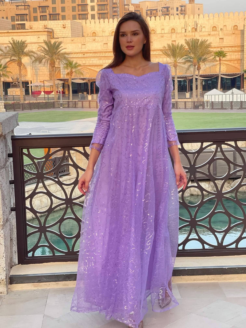 lilac color dress in western style by sowears