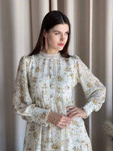 Hanna Lace Dress In Offwhite Floral Dresses  - Sowears