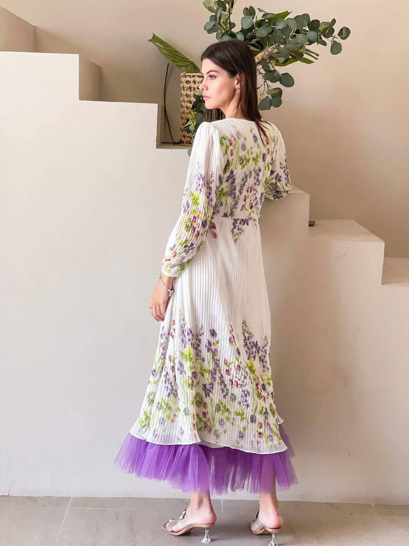 Harmony Dress In Pleated Floral Dresses  - Sowears