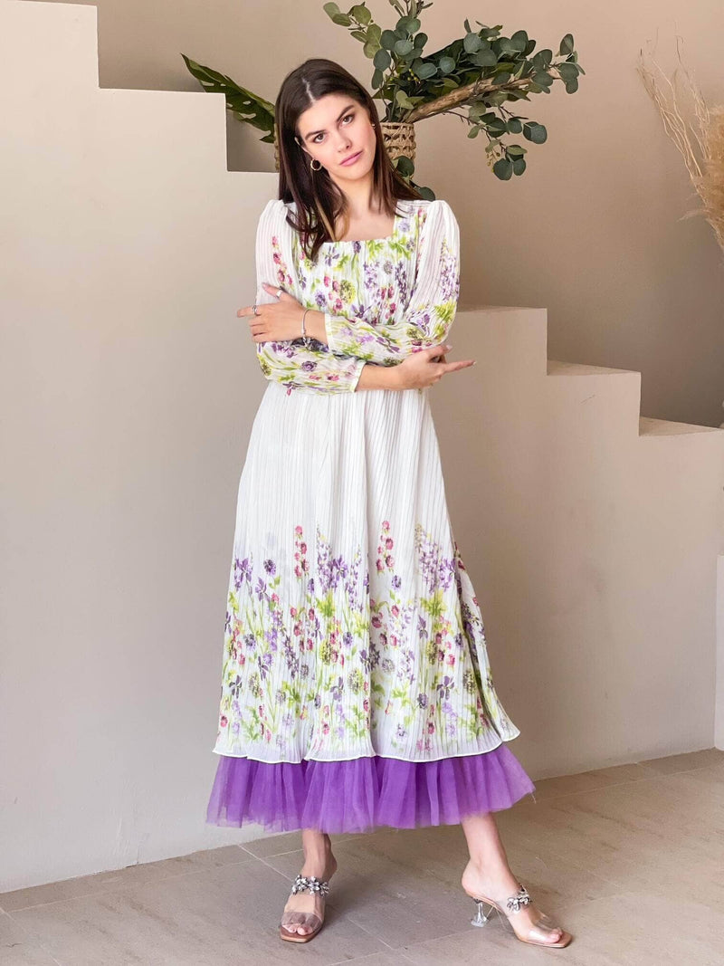 Harmony Dress In Pleated Floral Dresses  - Sowears