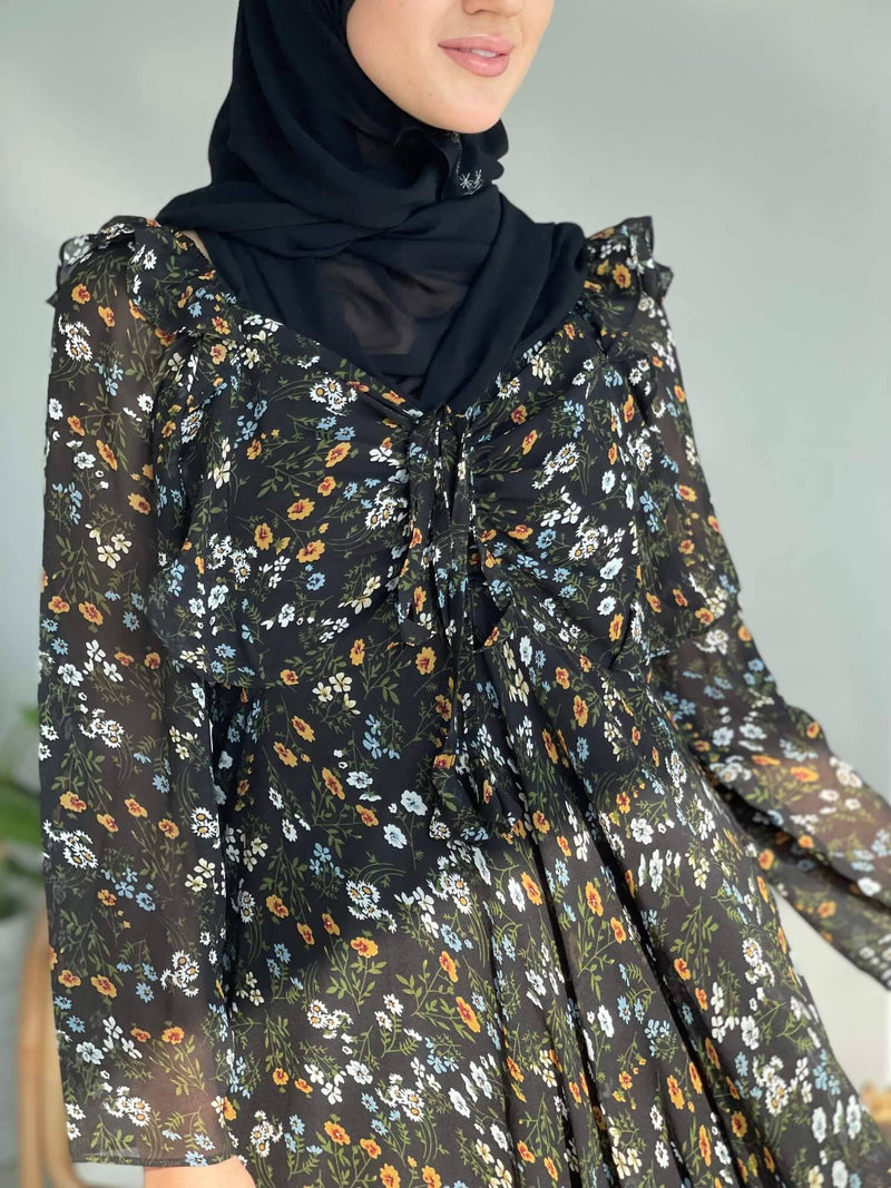 Jardin Black Floral Dress fabric Dresses  - Sowears