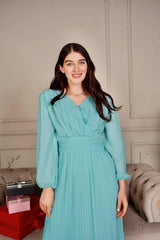 Jules Pleated Dress In Sky Blue dresses  - Sowears