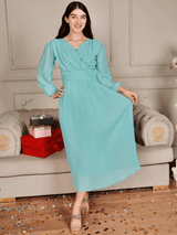 Jules Pleated Dress In Sky Blue dresses  - Sowears