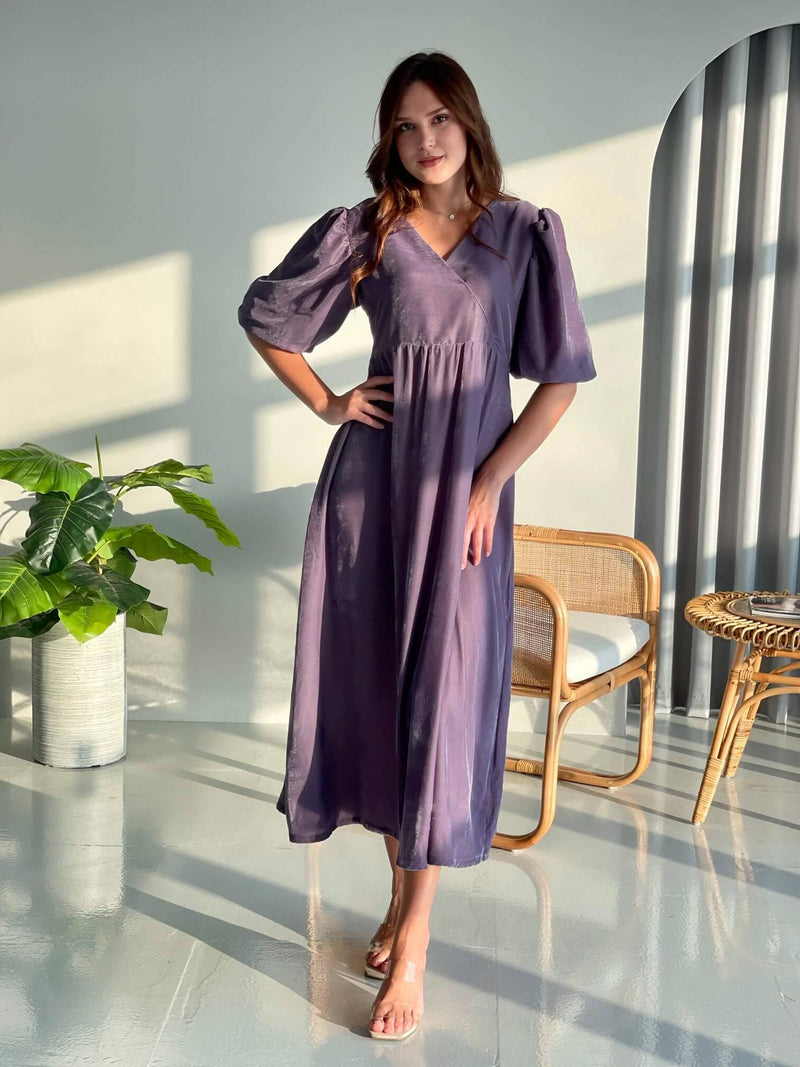 Purple Velvet Wrap Maxi Dress