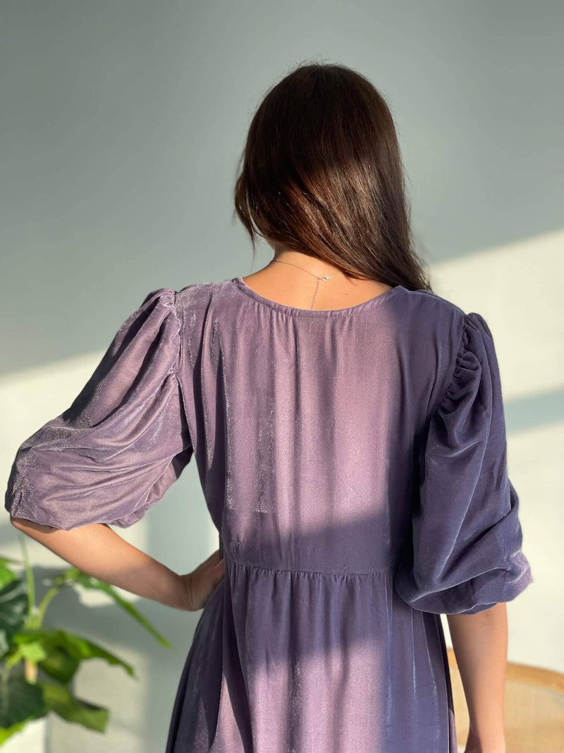 back lavender long purple velvet dress by sowears
