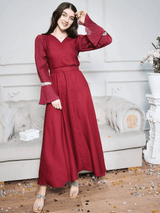 Lilie Dress In Maroon Dresses  - Sowears