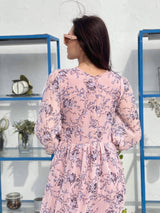 back of light peach floral dress by sowears