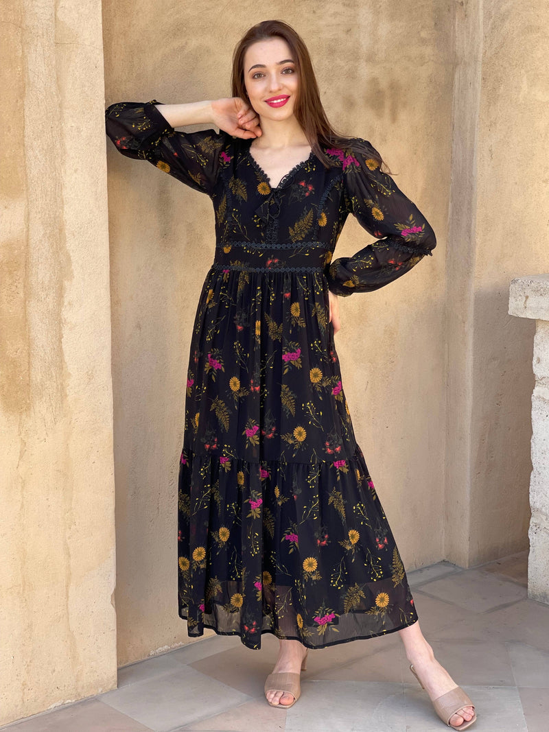Mays Day Black Floral Dress - Main Image
