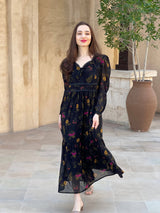 Mayday - Black Floral Dress Dresses  - Sowears