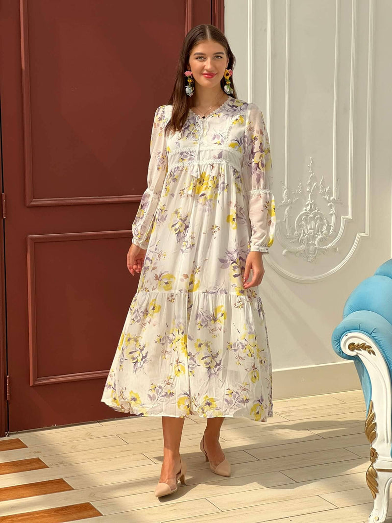 Mayday In Daffodil Florals Dresses  - Sowears